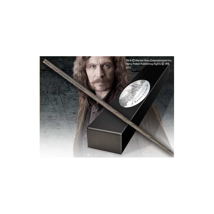 Replica the noble collection harry potter sirius black varita con caja y placa de identificacion