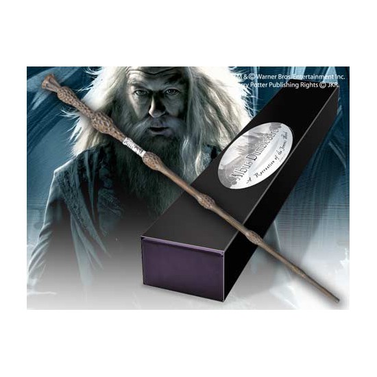 Replica the noble collection harry potter albus dumbledore varita con caja y placa de identificacion