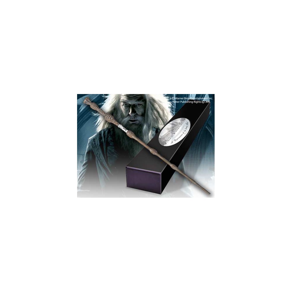 Replica the noble collection harry potter albus dumbledore varita con caja y placa de identificacion