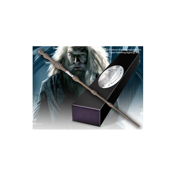 Replica the noble collection harry potter albus dumbledore varita con caja y placa de identificacion