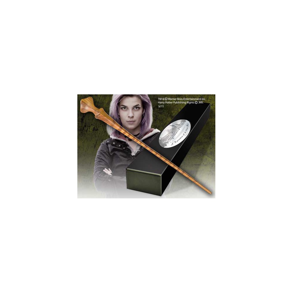 Replica the noble collection harry potter nymphadora tonks varita con caja y placa de identificacion