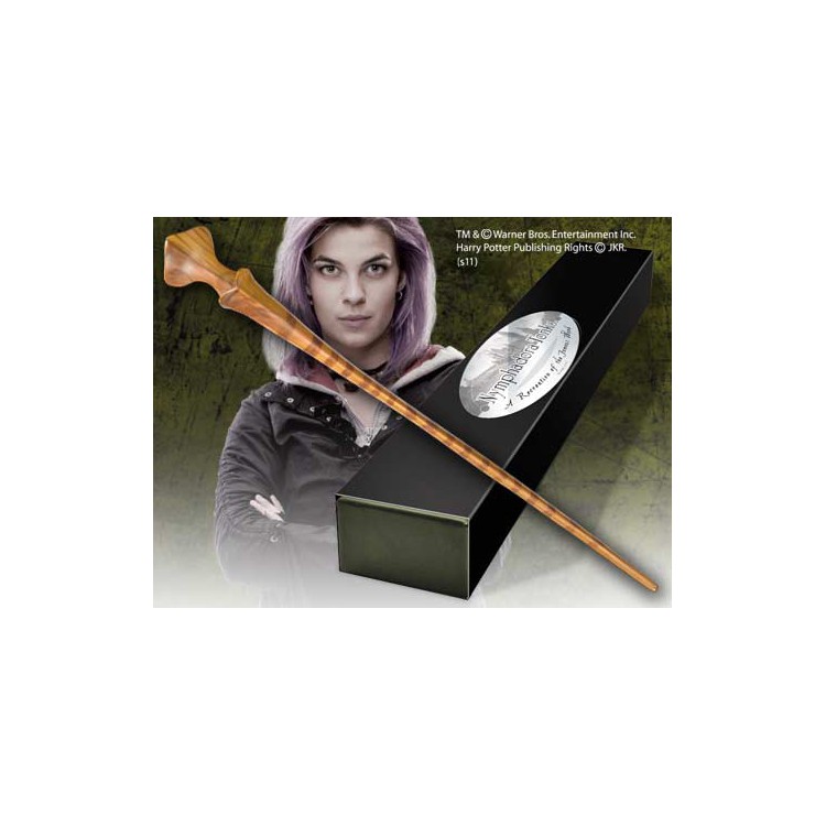 Replica the noble collection harry potter nymphadora tonks varita con caja y placa de identificacion