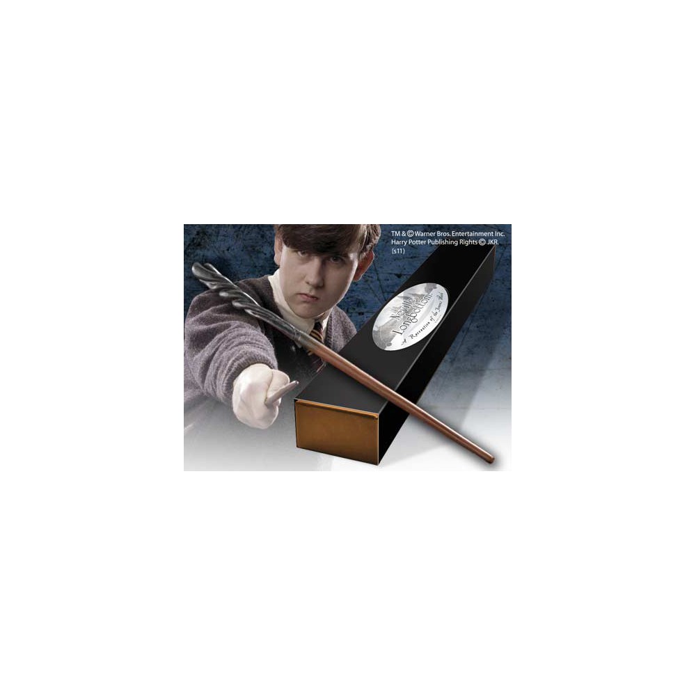 Replica the noble collection harry potter neville longbottom varita con caja y placa de identificacion