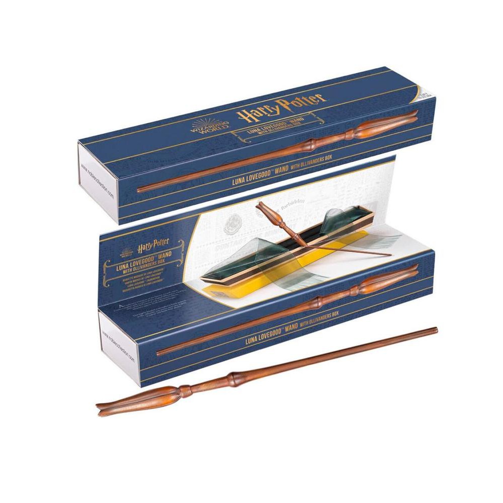 Replica the noble collection harry potter varita de luna lovegood en caja de olivander
