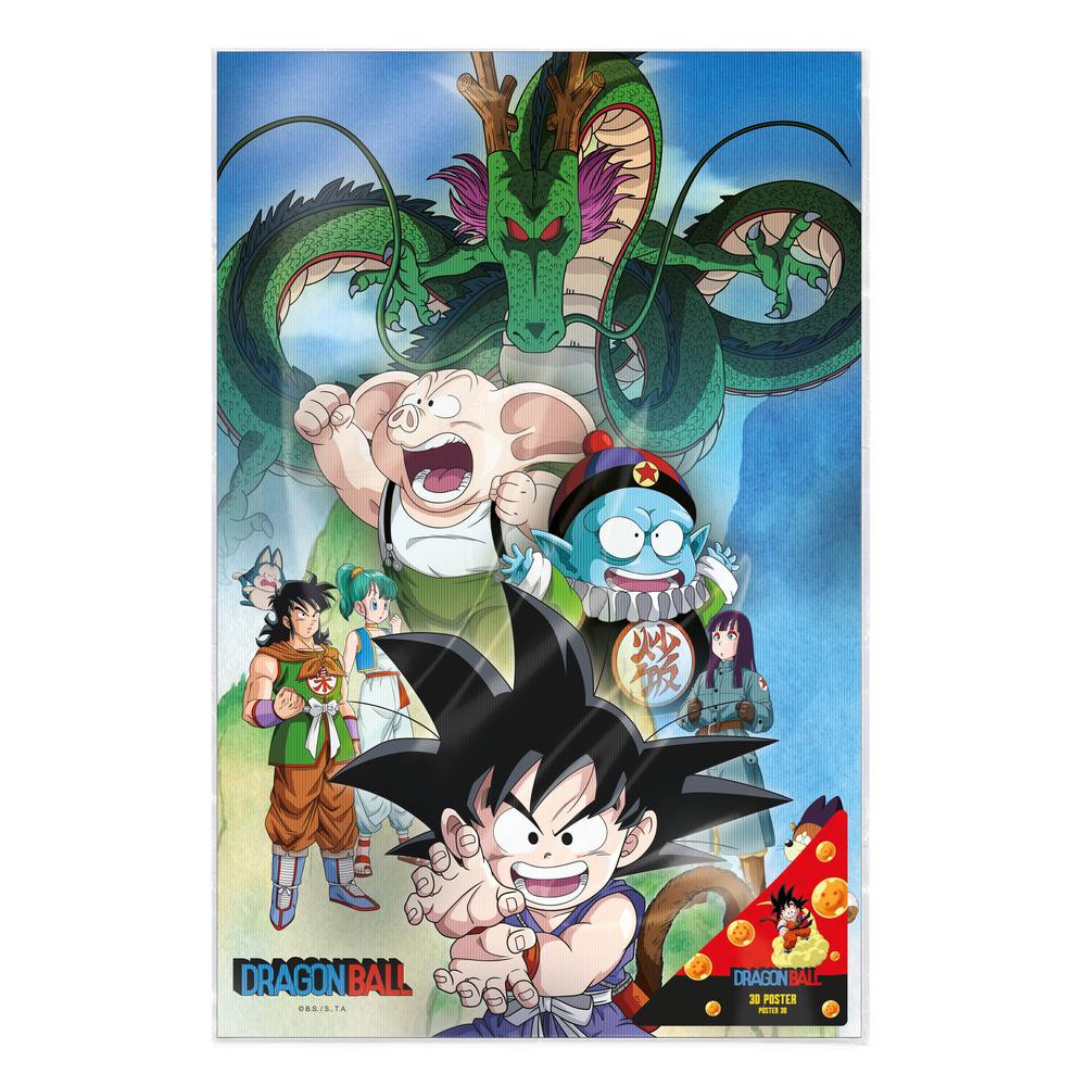 Poster 3d 38x58cm shenron and heroes dragon ball